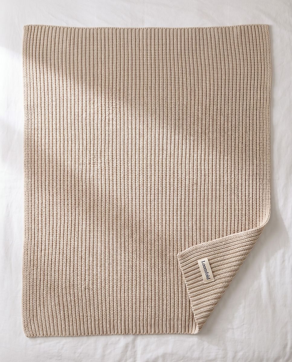 Finished flat lay of the Loomfold throw