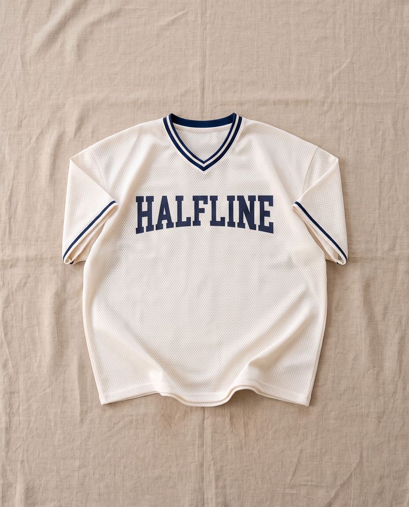 Halfline jersey flat lay on linen